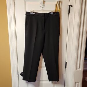 NWT Kate Spade Black Wide Leg Doubleweave Capri Length Dress Pants In Size 14